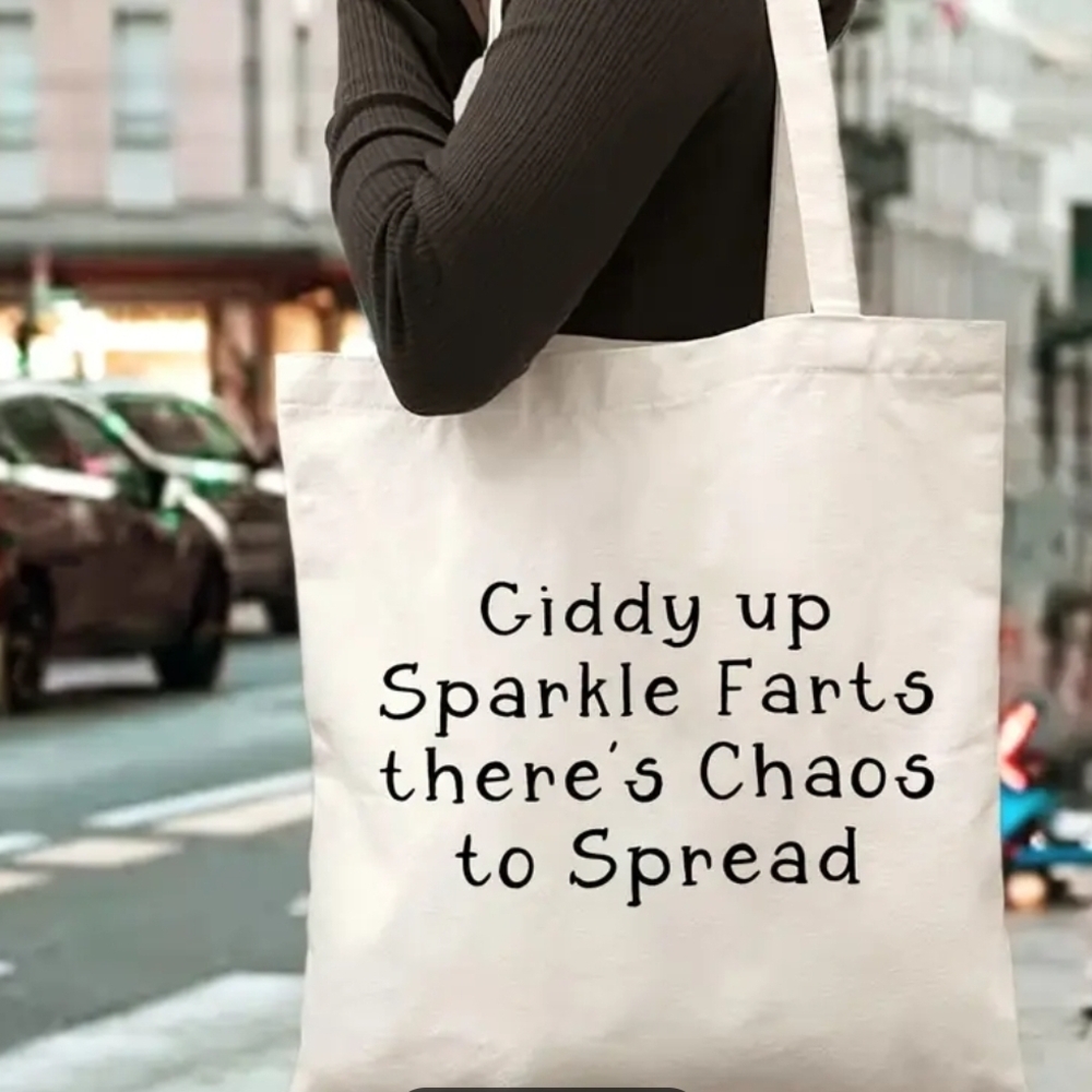 Funny Stylish Cream Tote Bag